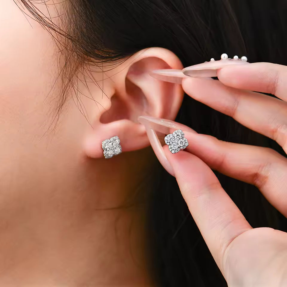 Moonflower Studs - White Gold 