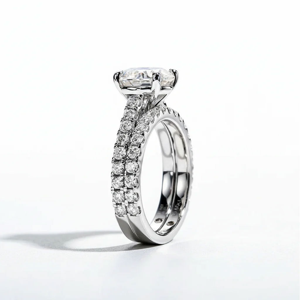 Bague moissanite Montréal Ensemble union éternelle