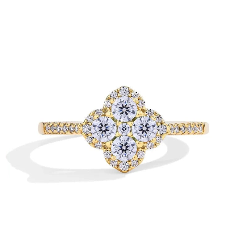 Bague Moissanite Fleurs de Lune - Or jaune