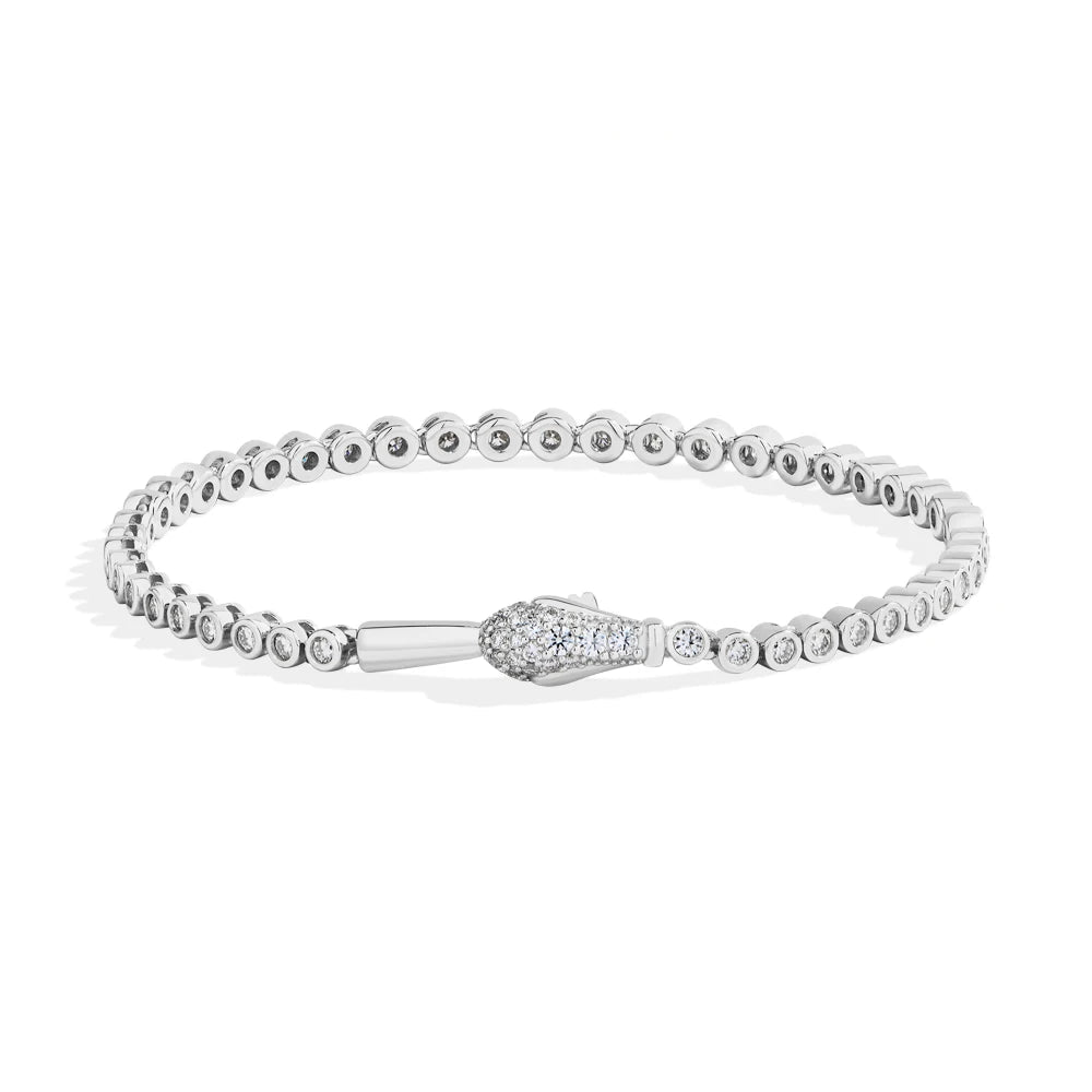 Bracelet Moissanite Tennis à Fermoir Serpent Or blanc