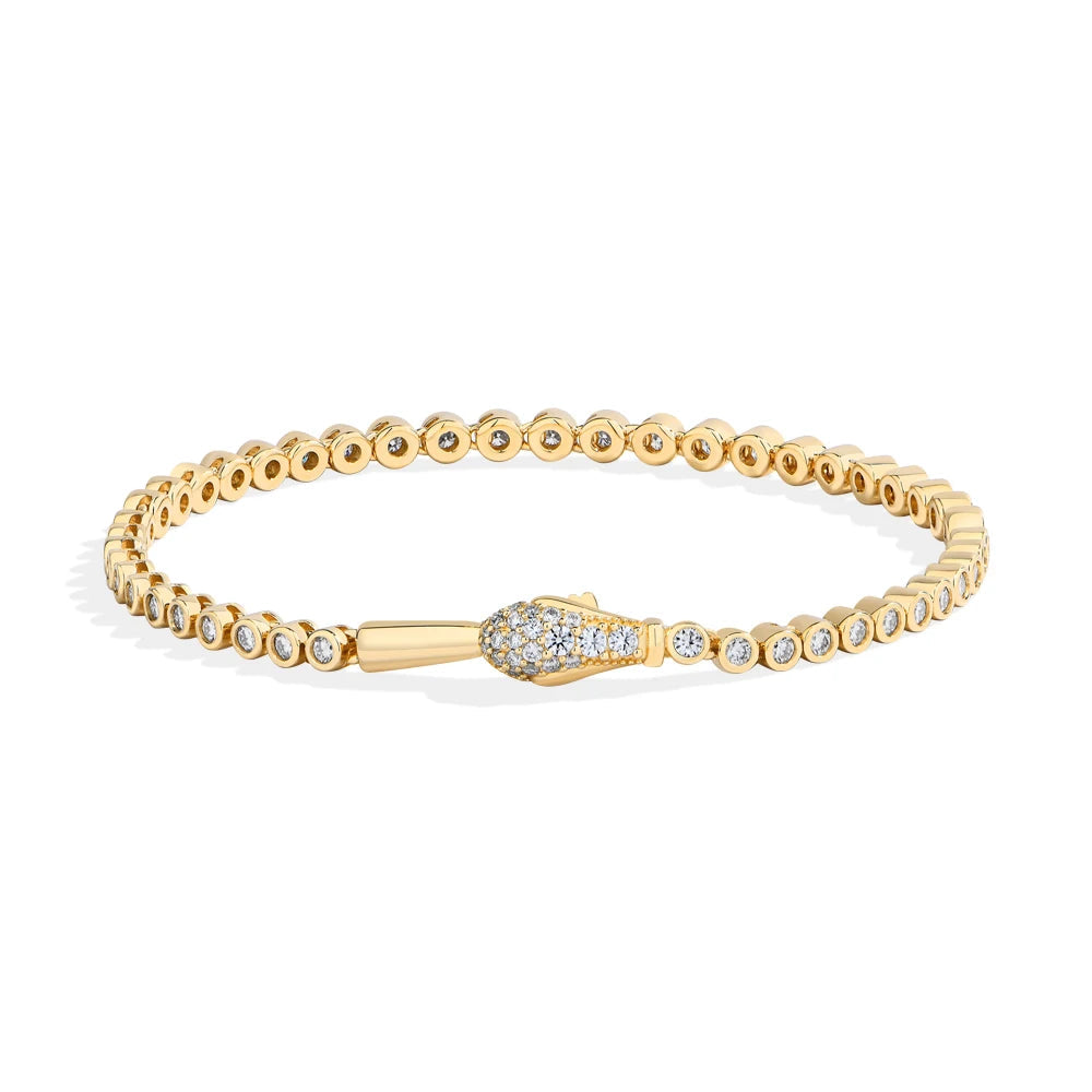Bracelet Moissanite Tennis à Fermoir Serpent Or jaune