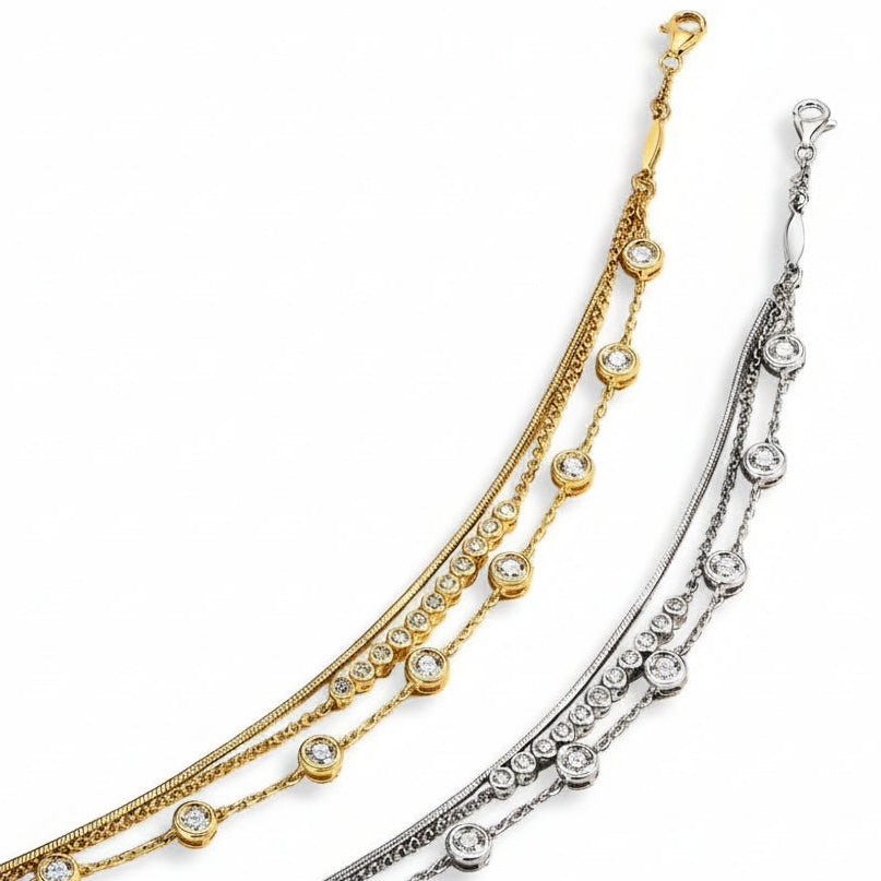 Bracelet Moissanite Élégance Superposée VVS1 Moissanite Diamond - Montreal Moissanite colour comparaison