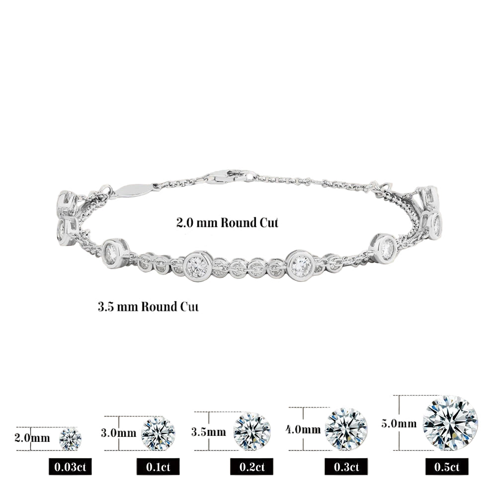 Bracelet Moissanite Élégance Superposée VVS1 Moissanite Diamond - Montreal Moissanite size comparaison