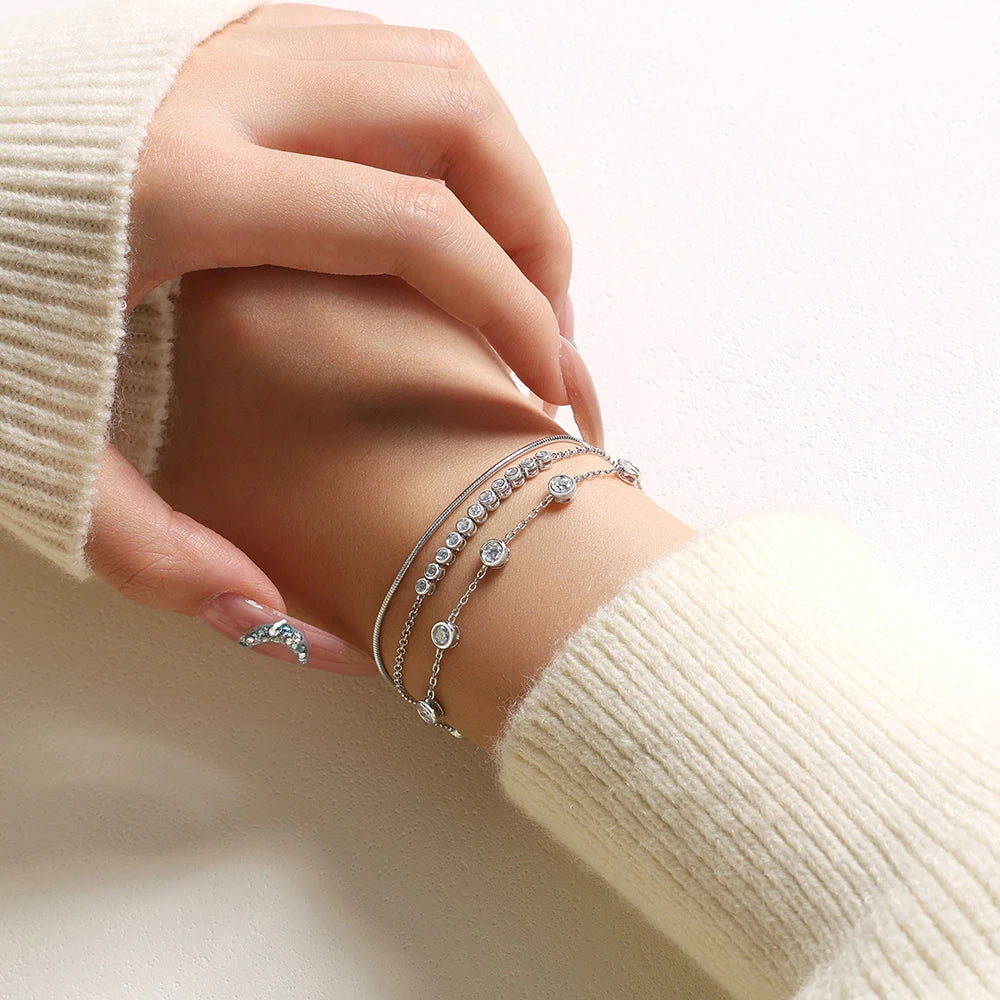 Bracelet Moissanite Élégance Superposée VVS1 Moissanite Diamond - Montreal Moissanite 