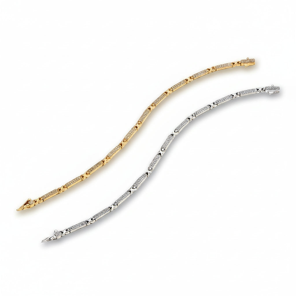 Bracelet Moissanite Étreinte Dorée or jaune et or blanc