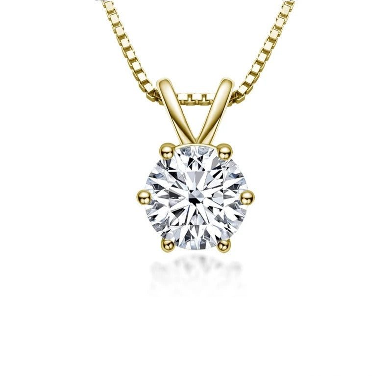 Le Pendentif Solitaire Laurier en Or jaune VVS1 moissanite