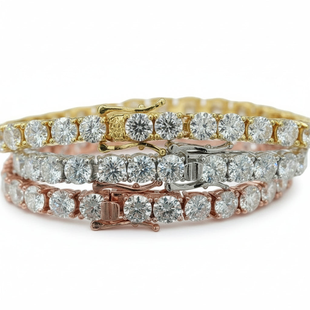 Moissanite Tennis Bracelet VVS1 Moissanite Diamond - Montreal Moissanite rose yellow gold 2