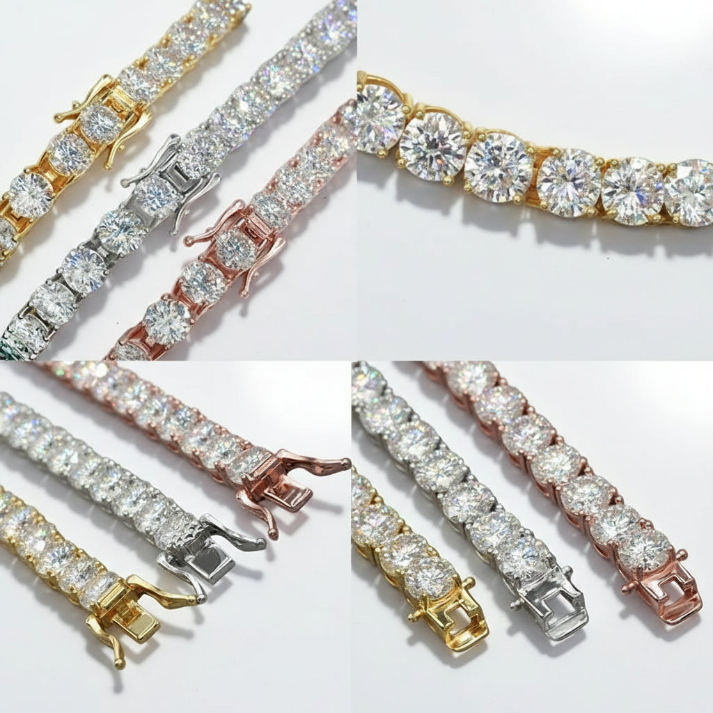 Moissanite Tennis Bracelet VVS1 Moissanite Diamond - Montreal Moissanite rose yellow gold 3