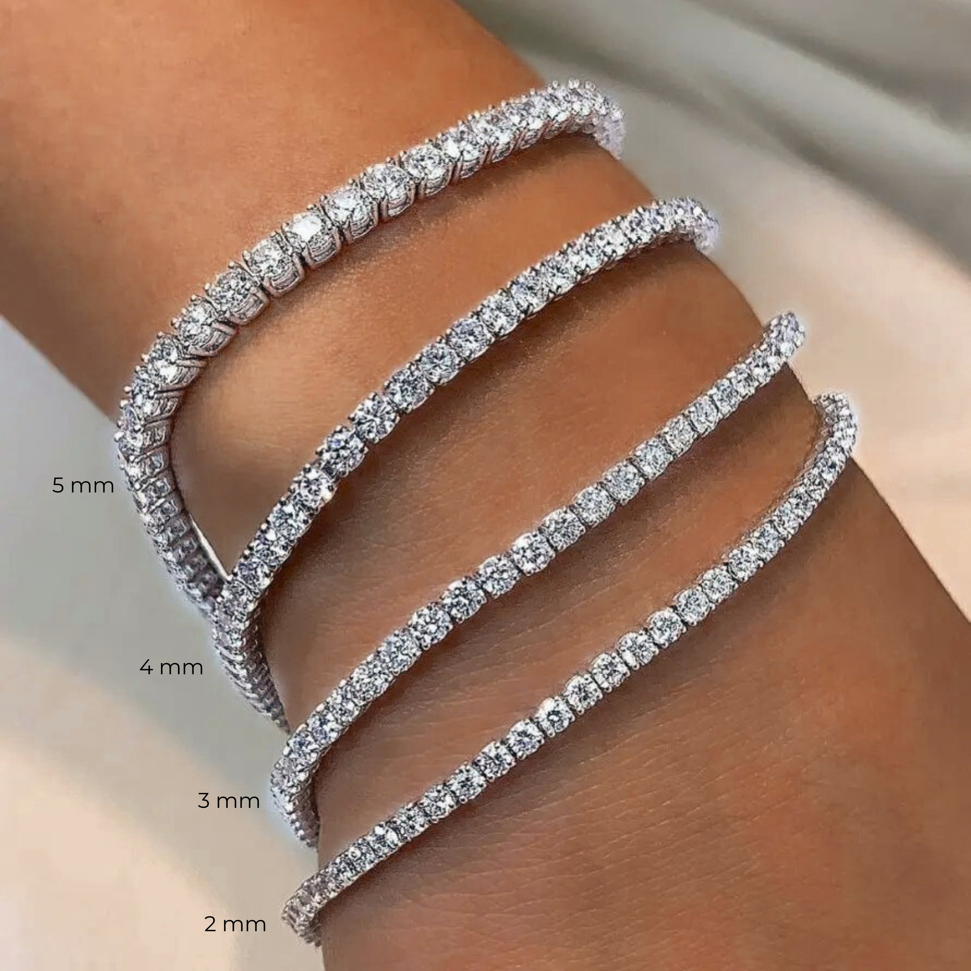 Moissanite Tennis Bracelet VVS1 Moissanite Diamond - Montreal Moissanite rose yellow gold 4 length  bracelet thickness carat