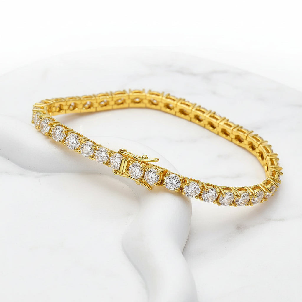 Moissanite Tennis Bracelet VVS1 Moissanite Diamond - Montreal Moissanite  yellow gold 3
