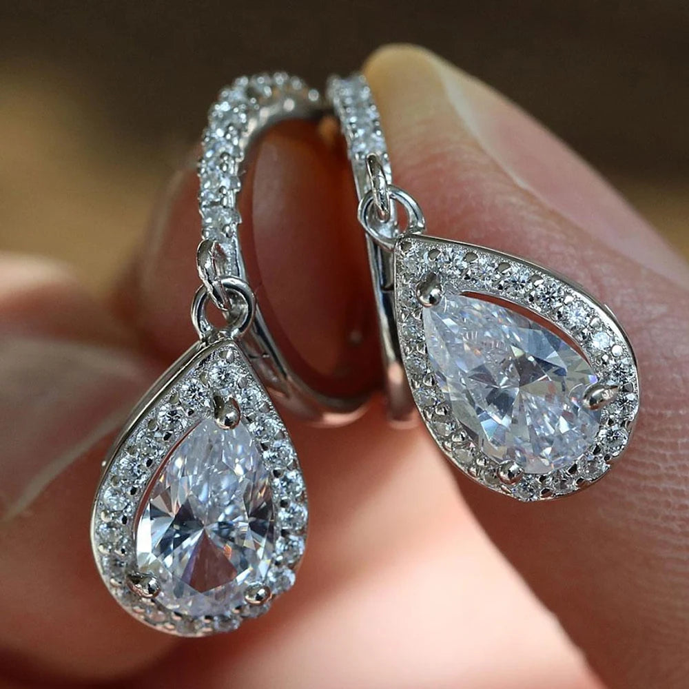 Imperial Pear drop moissanite earrings