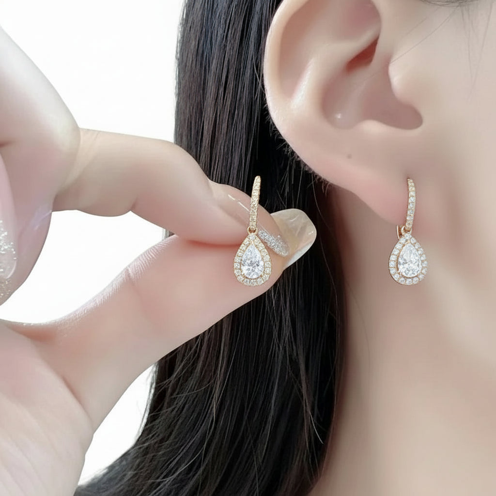 Imperial Pear drop moissanite earrings