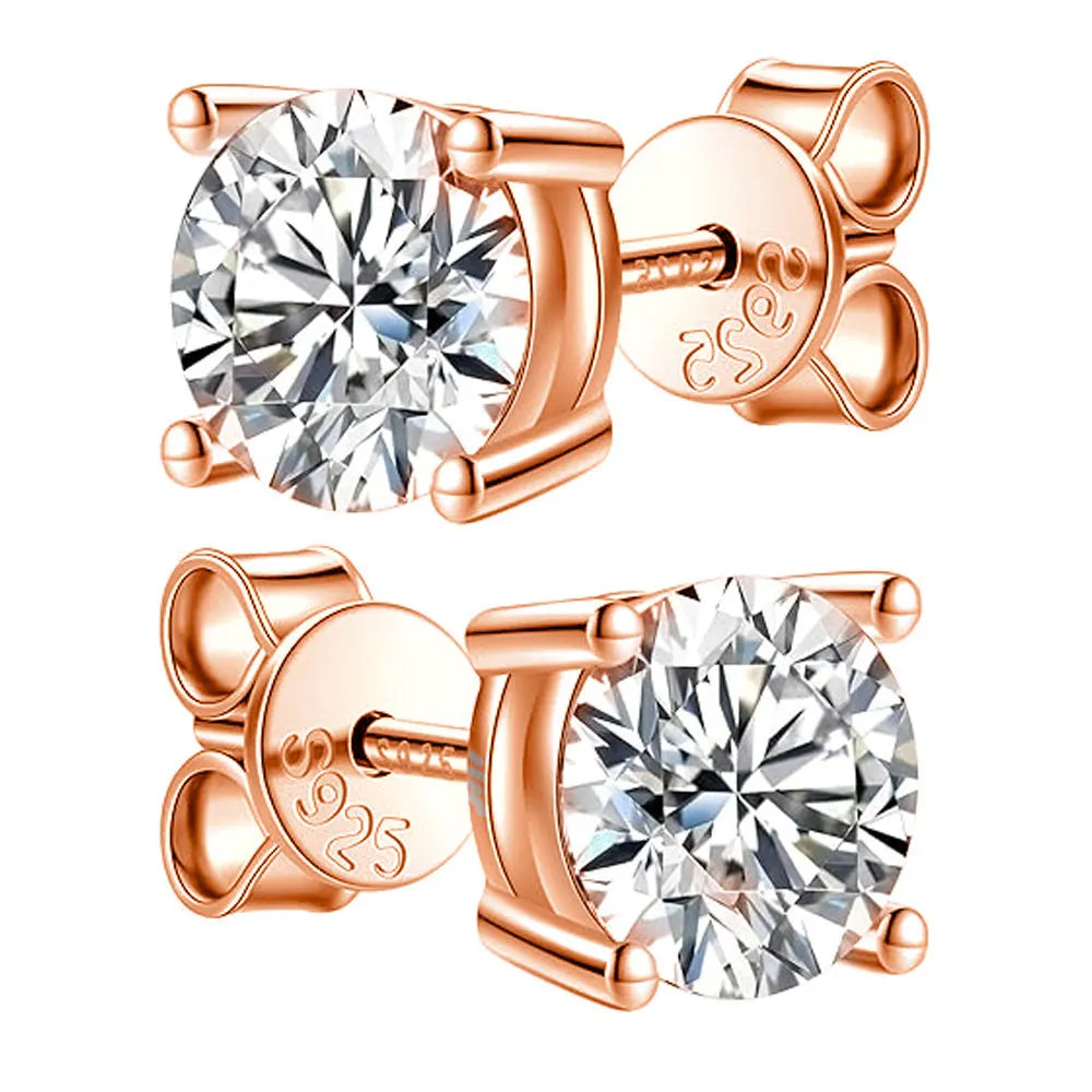 moissanite rose gold studs earrings 18k