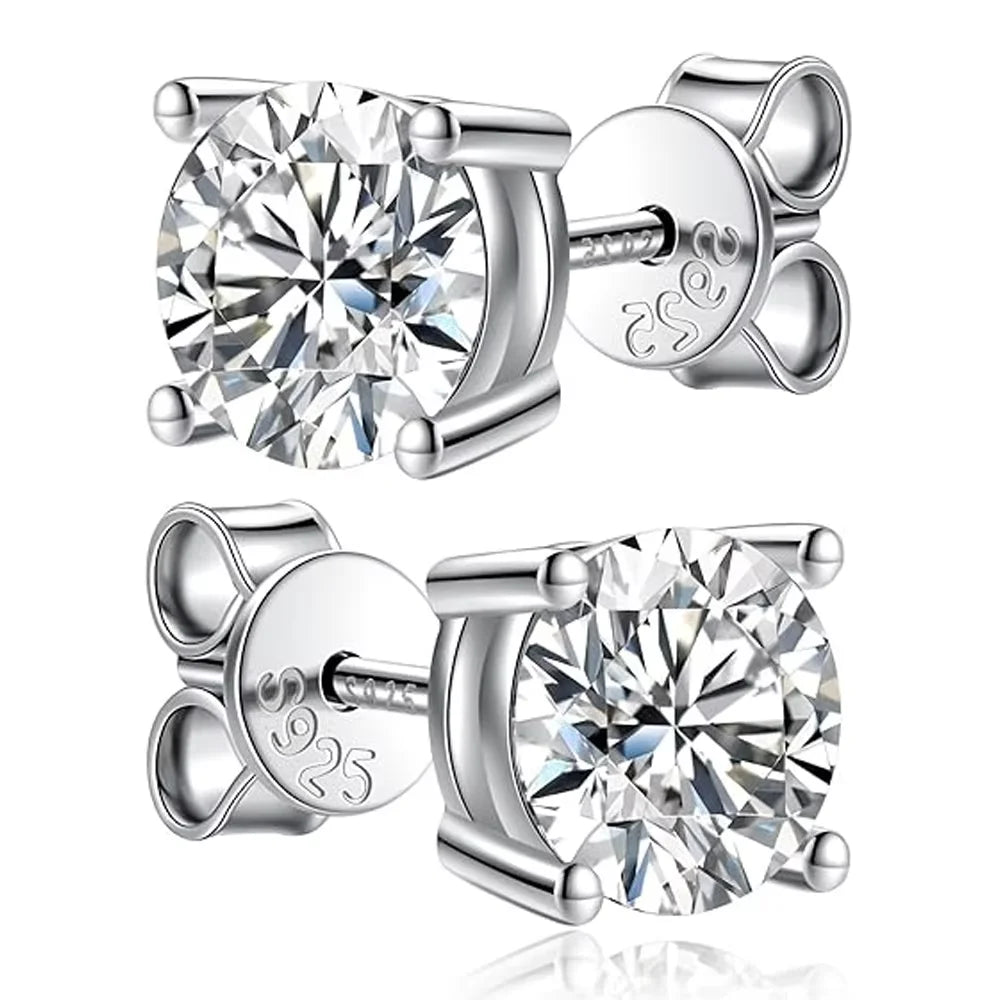 moissanite white gold studs earrings 18k