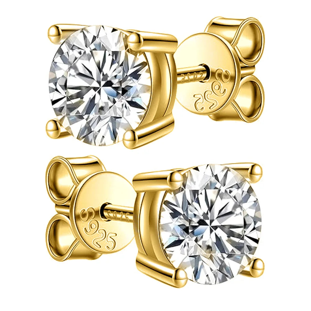 moissanite yellow gold studs earrings 18k